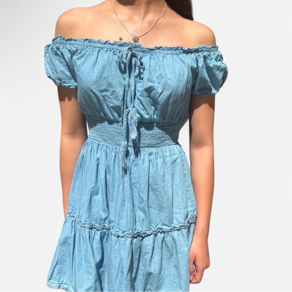 Blue Off-Shoulder Dress
